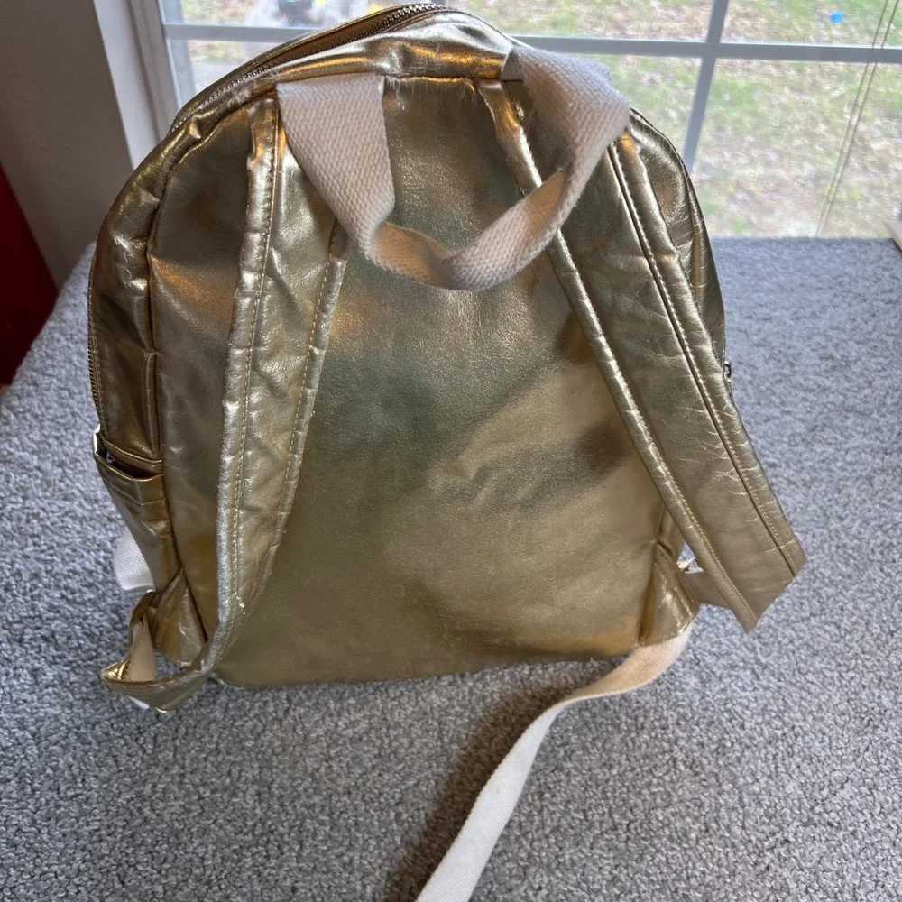 Packed Party Backpack Gold Metallic Perforated Star Zip‎ Bag girls school travel